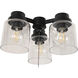 Universal LED Flat Black Fan Light Kit in Clear Glass