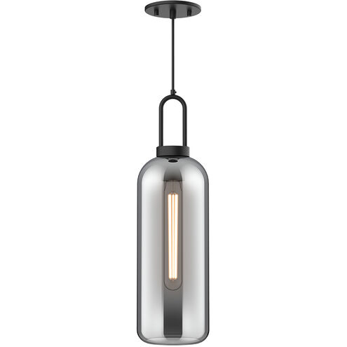 Alora Mood Soji 1 Light 6 inch Matte Black Pendant Ceiling Light in Smoke Glass