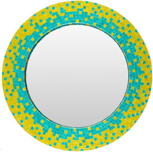 Iceland 32 X 32 inch Multi-Colored Wall Mirror in Teal and Saffron