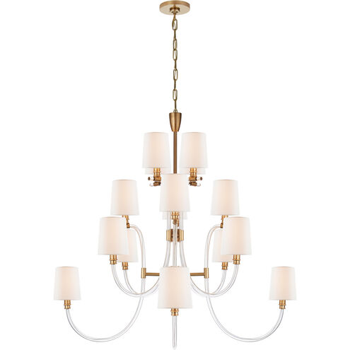 Julie Neill Clarice 16 Light 44.25 inch Clear Acrylic with Antique Brass Chandelier Ceiling Light in Crystal with Antique Brass, Large