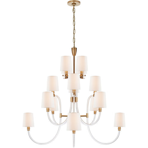 Julie Neill Clarice 16 Light 44.25 inch Clear Acrylic with Antique Brass Chandelier Ceiling Light in Crystal with Antique Brass, Large