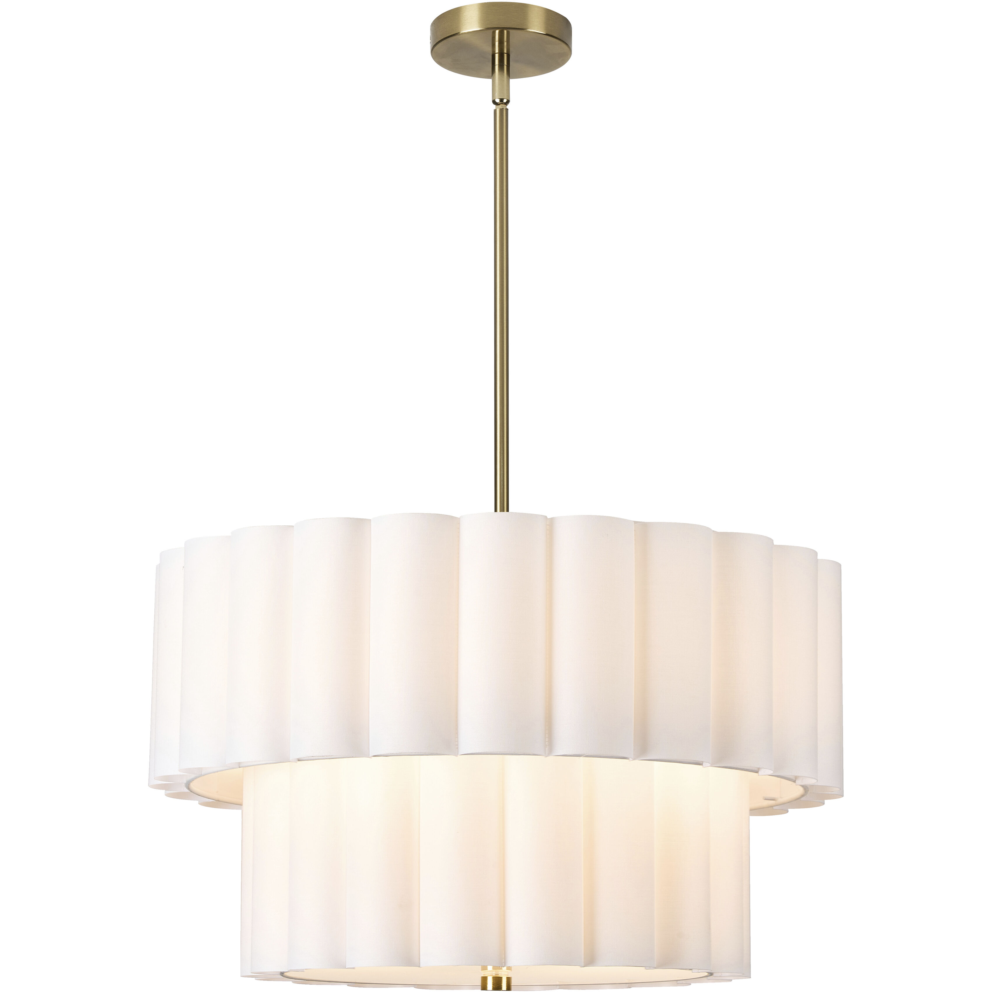 Pacifica LED 22 inch Aged Brass Pendant Ceiling Light in White, Tiered