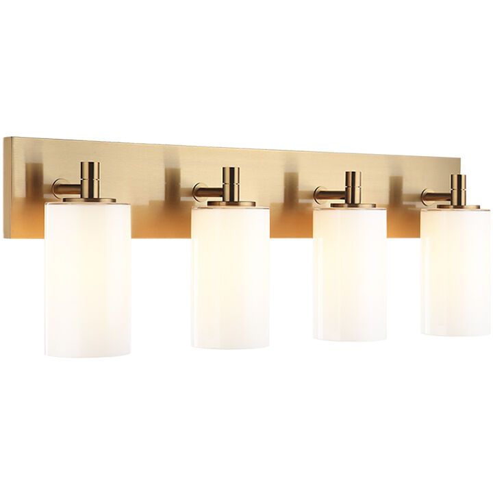 Candela 4 Light 29.13 inch Aged Gold Brass Wall Sconce Wall Light in Aged Gold Brass and Opal Glass