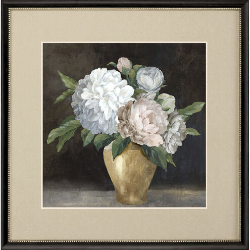 Still Life Peonies Black and Green and Pink and White Framed Art