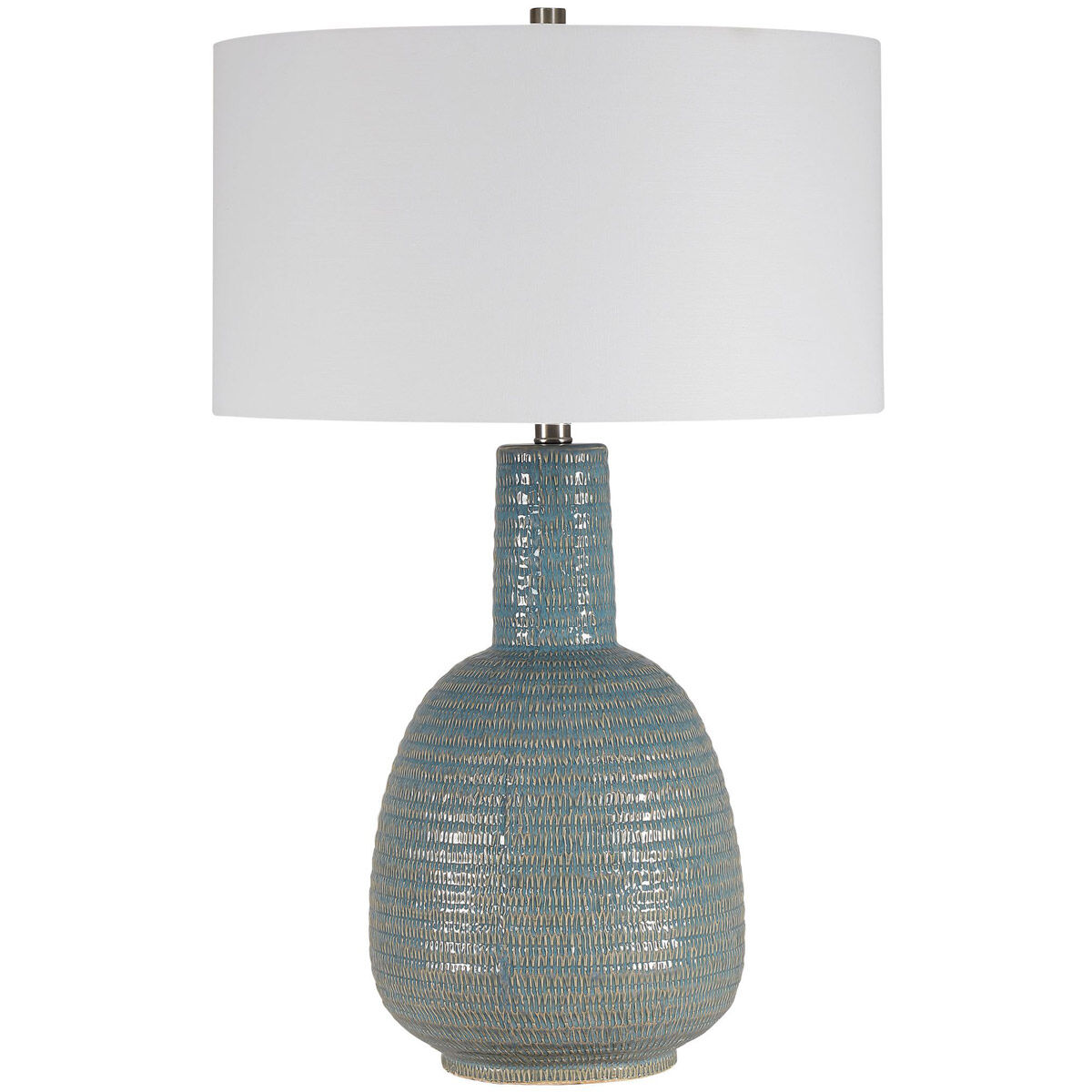 Delta 29 inch 100.00 watt Light Aqua Glaze with Brushed Nickel Details Table Lamp Portable Light