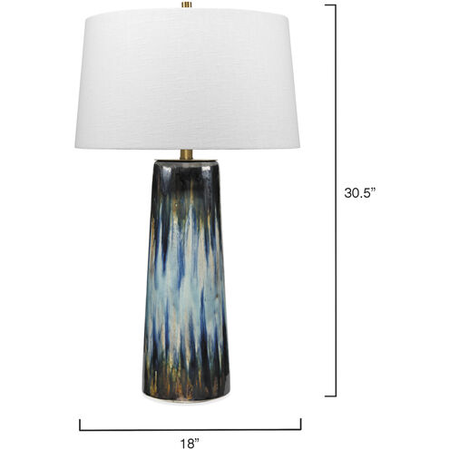 Brushstroke 31 inch 100.00 watt Aqua / Dark Blue / Metallic Ombre Reactive Glaze Table Lamp Portable Light