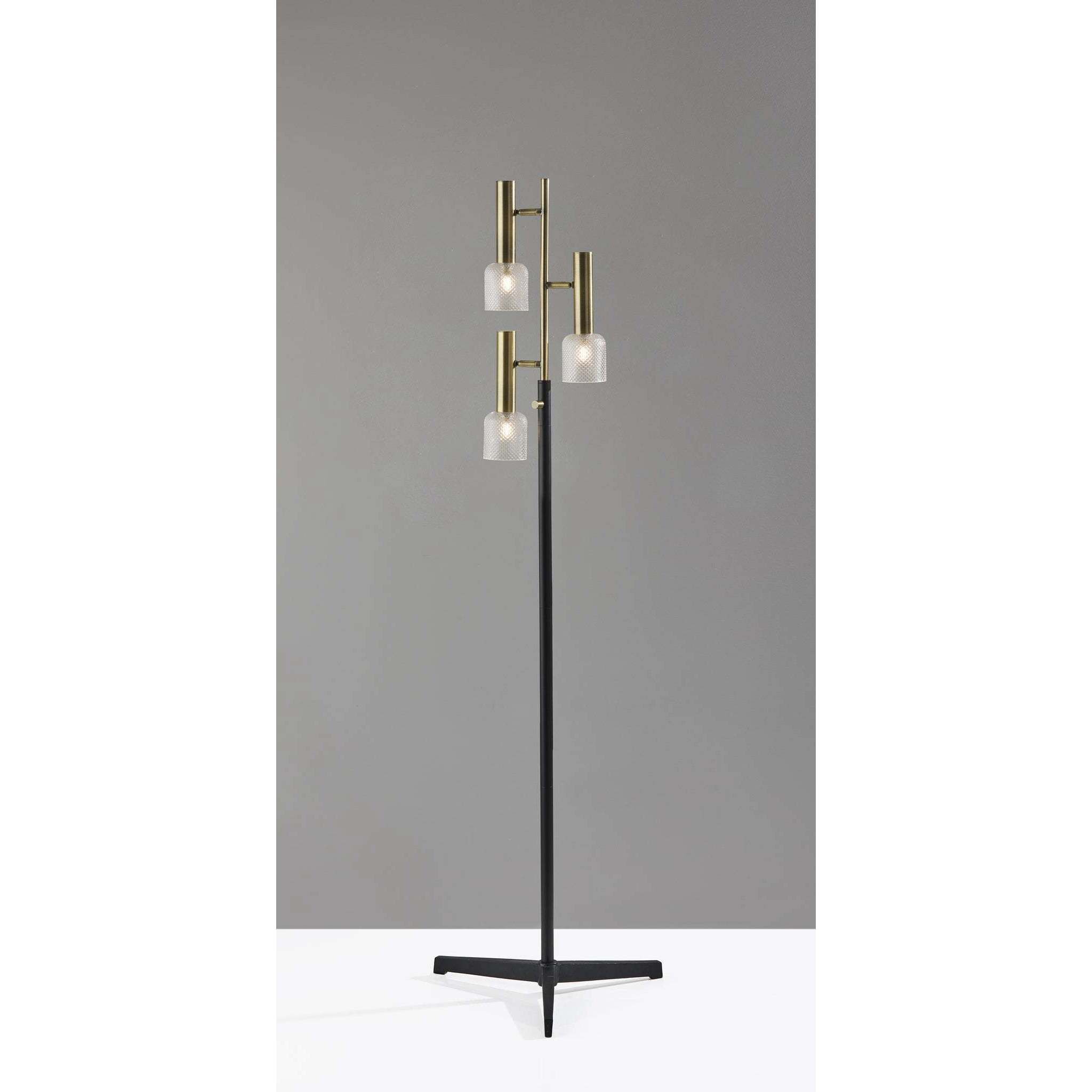 Melvin 63 inch 3.00 watt Black and Antique Brass Floor Lamp Portable Light