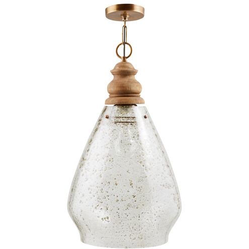 Capital Lighting Elijah 1 Light 14 inch Light Wood and Patinaed Brass Pendant Ceiling Light 330418LW - Open Box