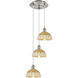 Ballston Bristol Natural II 3 Light 14 inch Brushed Satin Nickel Multi Pendant Ceiling Light