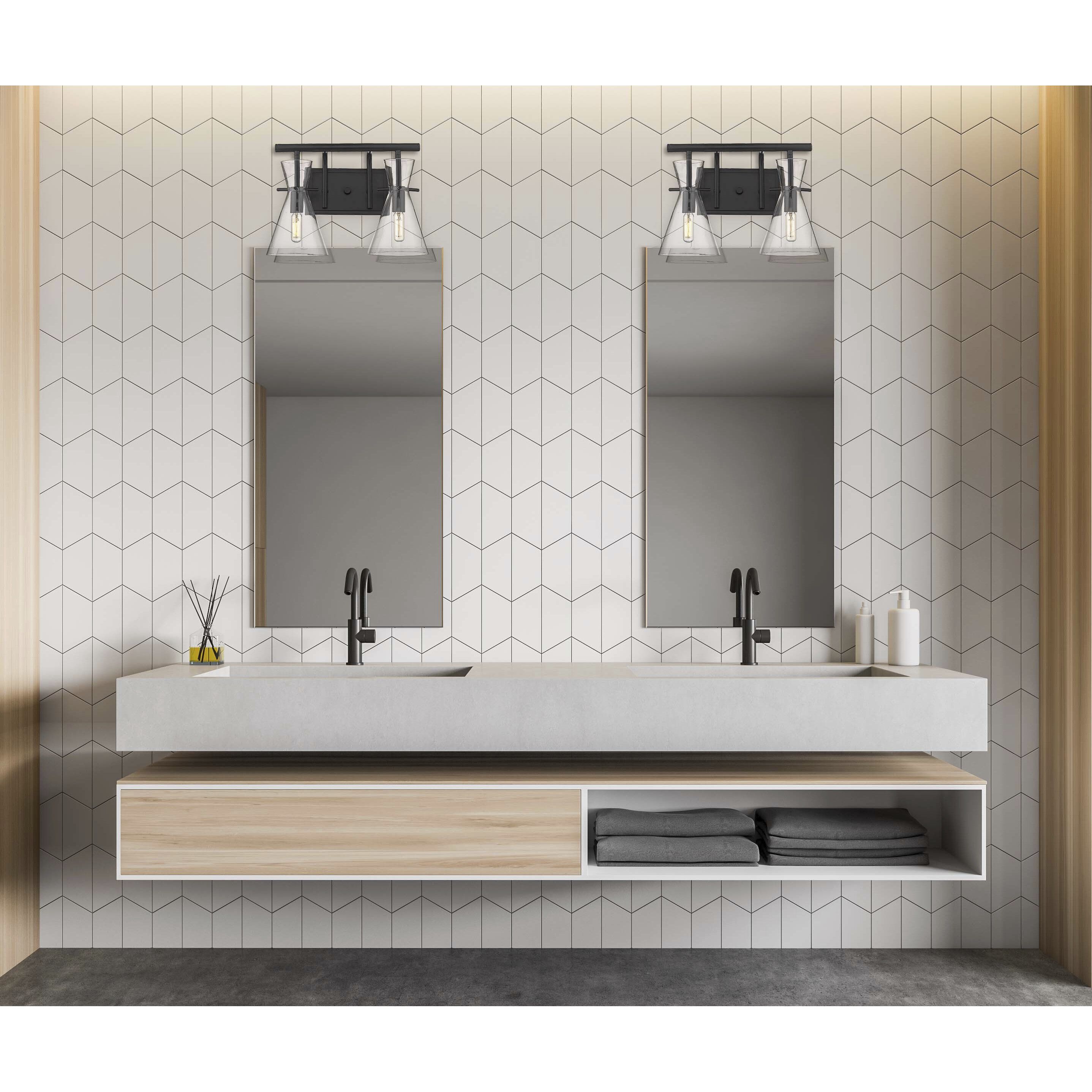 Auralume Colden LED 15 inch Matte Black and Clear Bath Vanity Light Wall Light