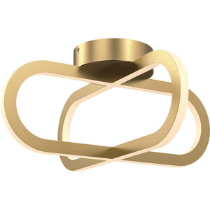 Double Vertical Ring 1 Light 16 inch Brushed Brass Flushmount Ceiling Light