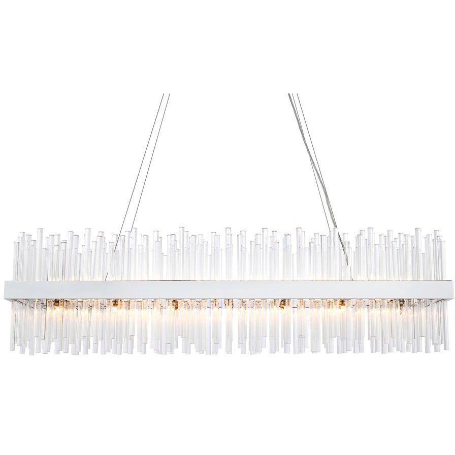 Dallas 28 Light 48 inch Chrome Linear Chandelier Ceiling Light
