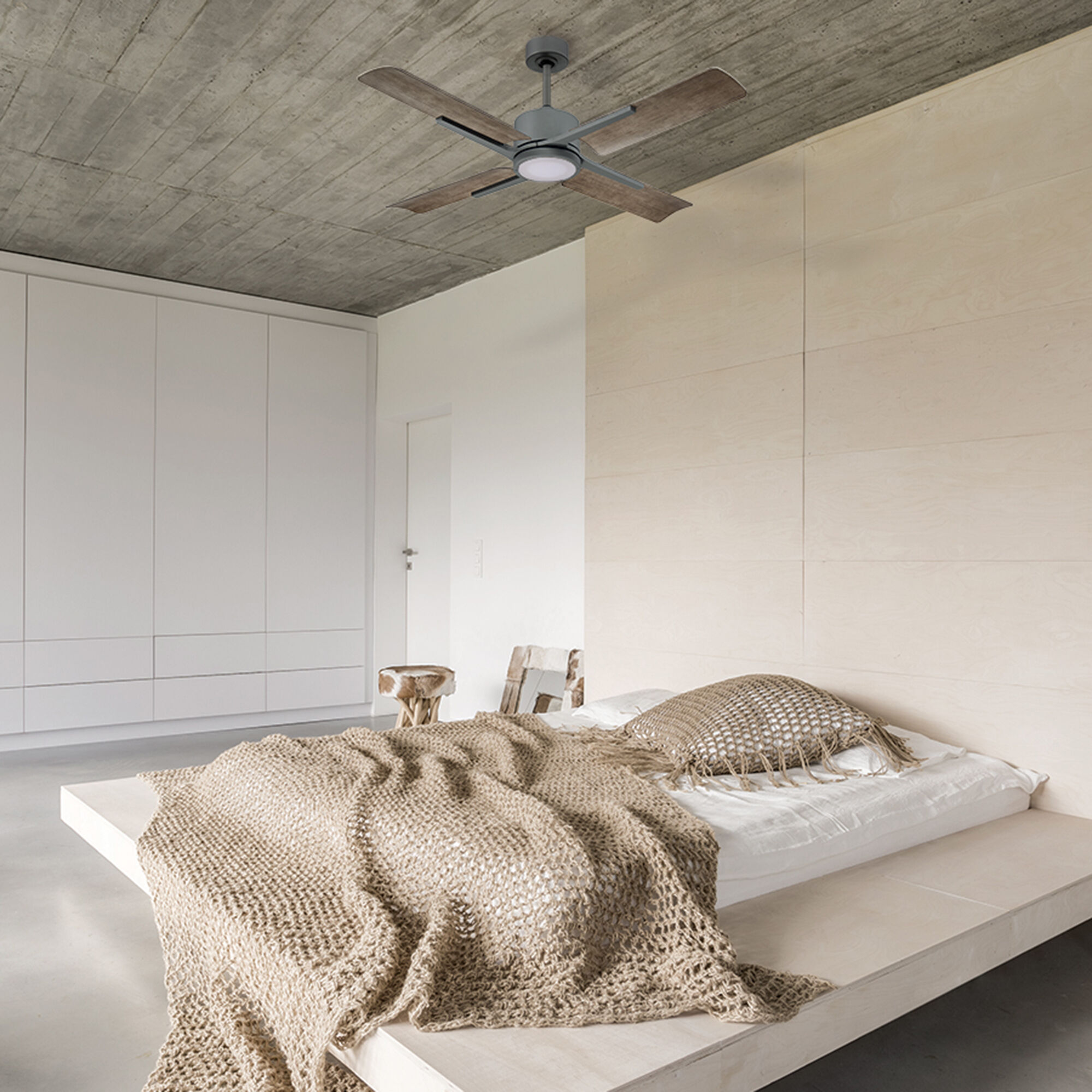 Cervantes 56 inch Graphite Weathered Gray with Weathered Gray Blades Downrod Ceiling Fan in 2700K