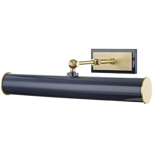 Holly 50 watt 16 inch Aged Brass and Navy Picture Light Wall Light in Navy Steel