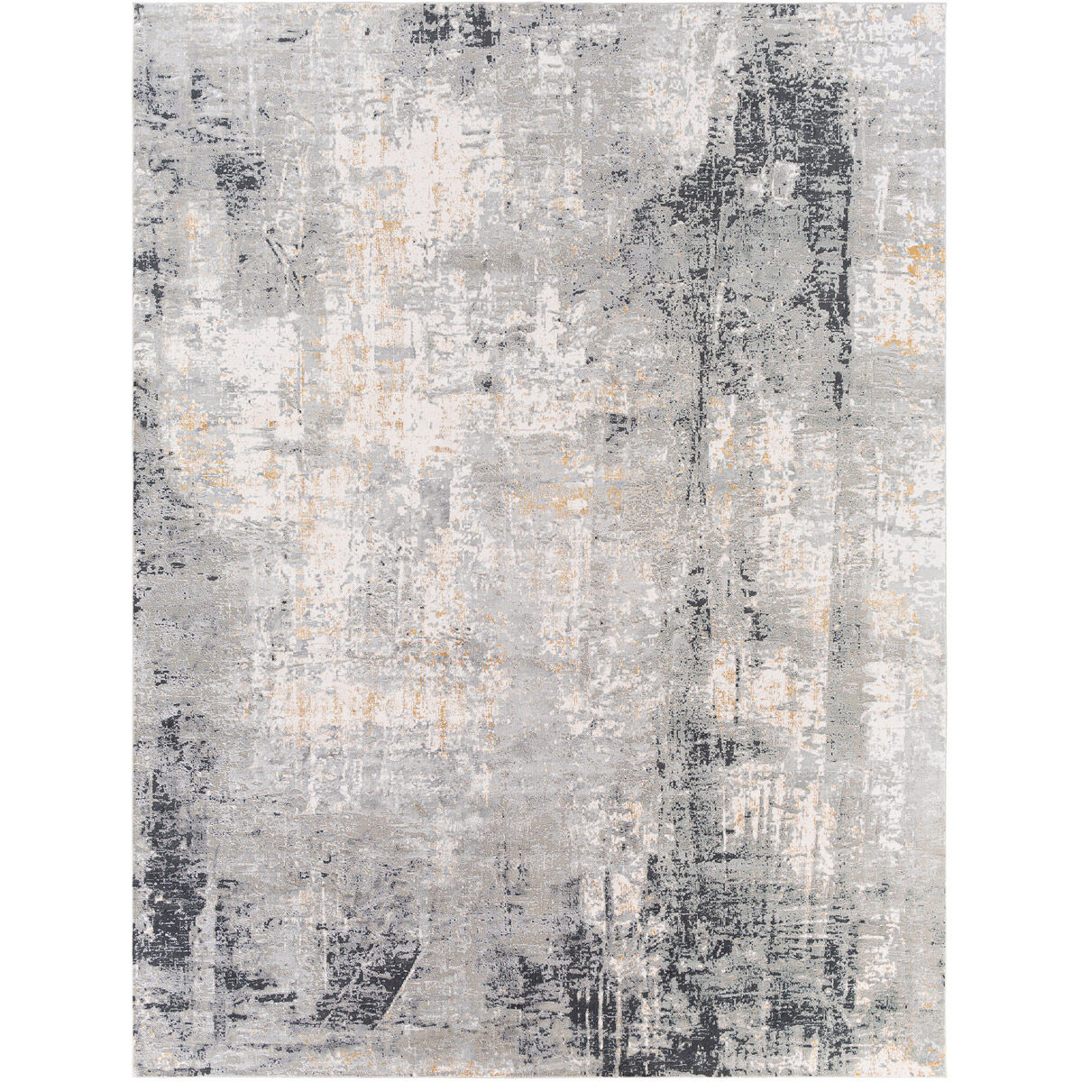 Paoli 147 X 108 inch Light Gray/Off-White/Charcoal/Mustard Rug, 9ft x 12ft