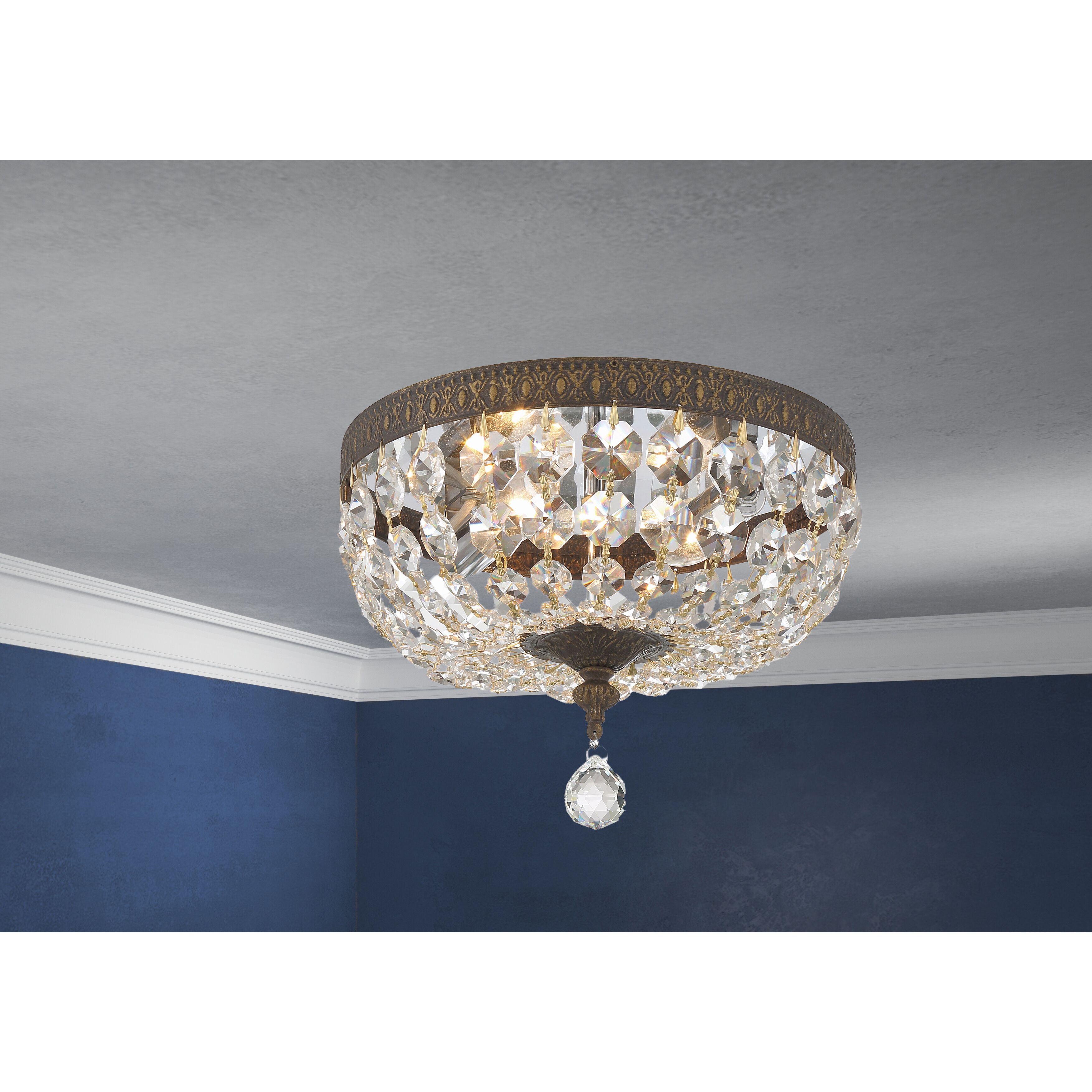 Everett 2 Light 10 inch Bronze Flush Ceiling Light in Gold