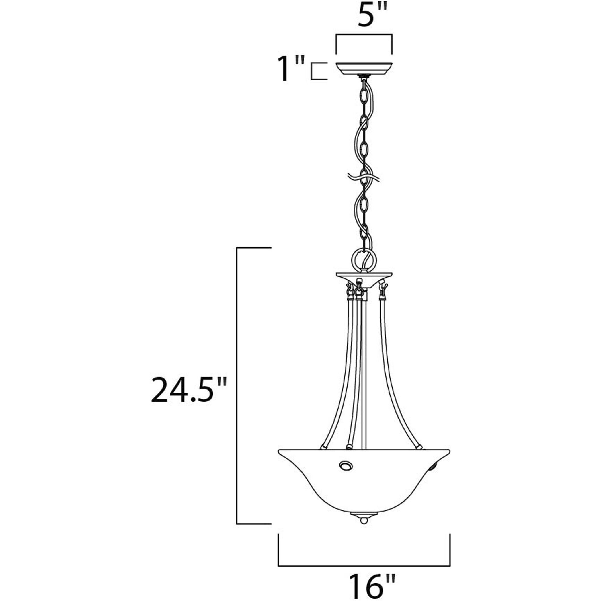 Malaga 3 Light 16 inch Oil Rubbed Bronze Invert Bowl Pendant Ceiling Light in Frosted