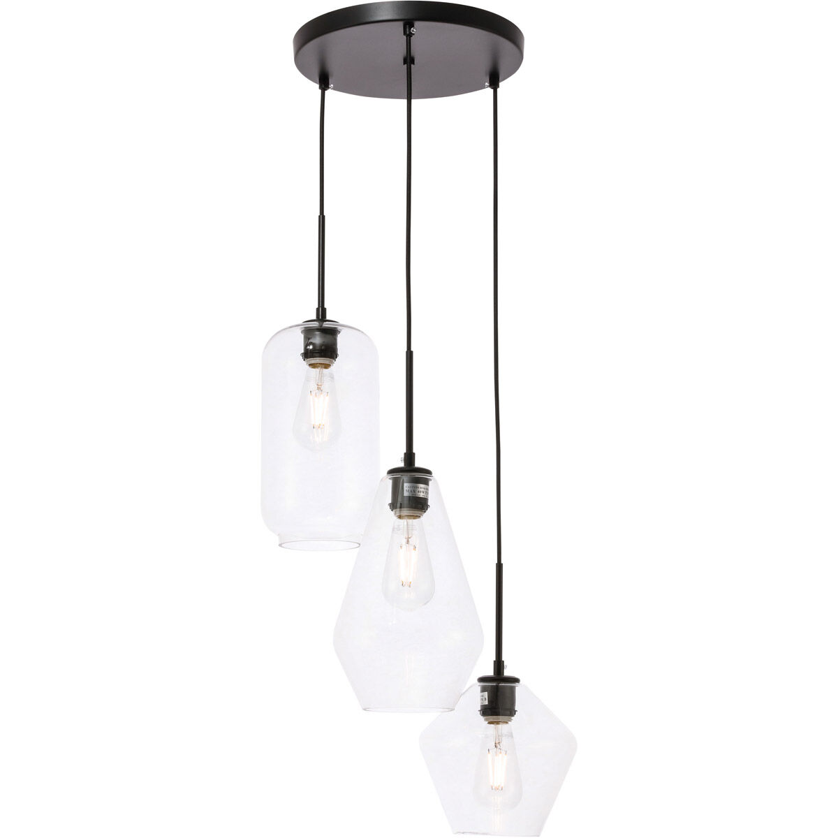 Rochester 3 Light 17 inch Black Pendant Ceiling Light