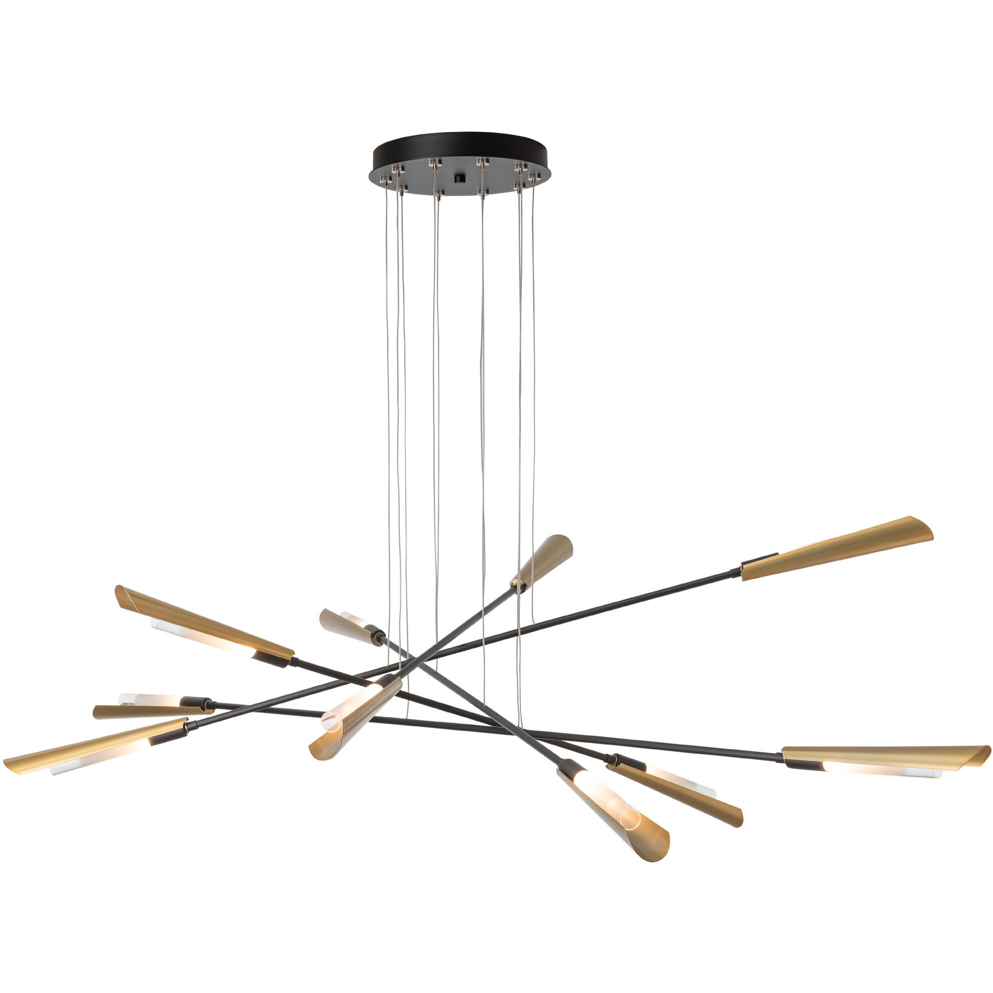 Flight 10 Light 73.2 inch Black/Modern Brass Pendant Ceiling Light