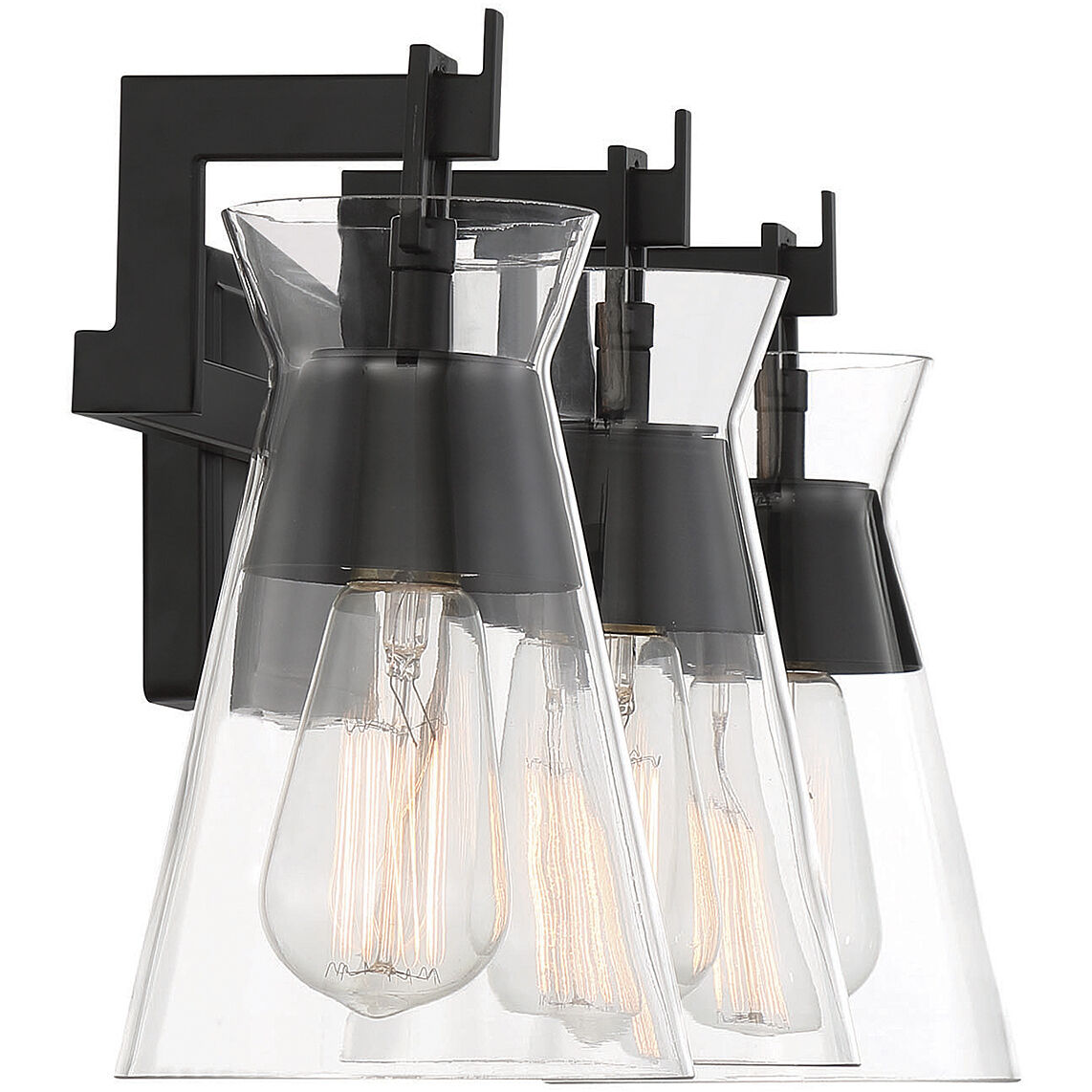 Lakewood 3 Light 24 inch Black Bathroom Vanity Light Wall Light, Essentials