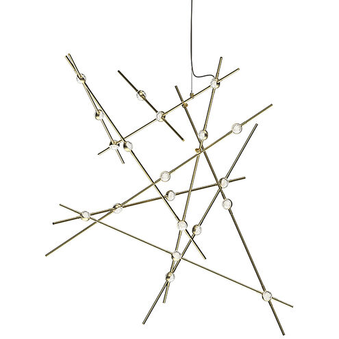 Constellation LED 37.25 inch Satin Brass Chandelier Ceiling Light in 3000K, Clear, Standard Suspension