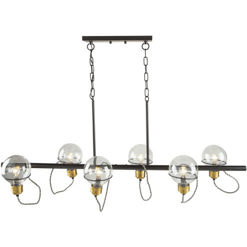 Martina 6 Light 47.52 inch Black and Brushed Brass Island Light Ceiling Light