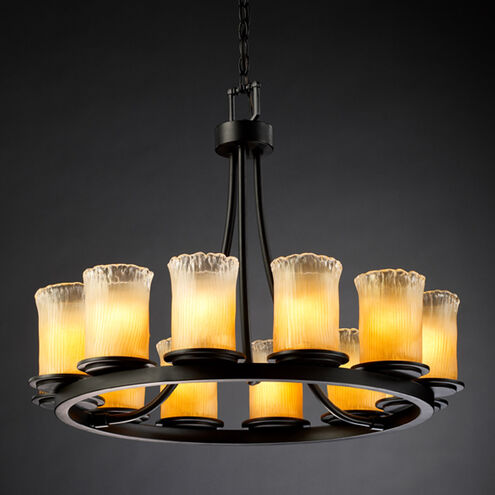 Veneto Luce 12 Light Matte Black Chandelier Ceiling Light in Gold with Clear Rim (Veneto Luce), Incandescent