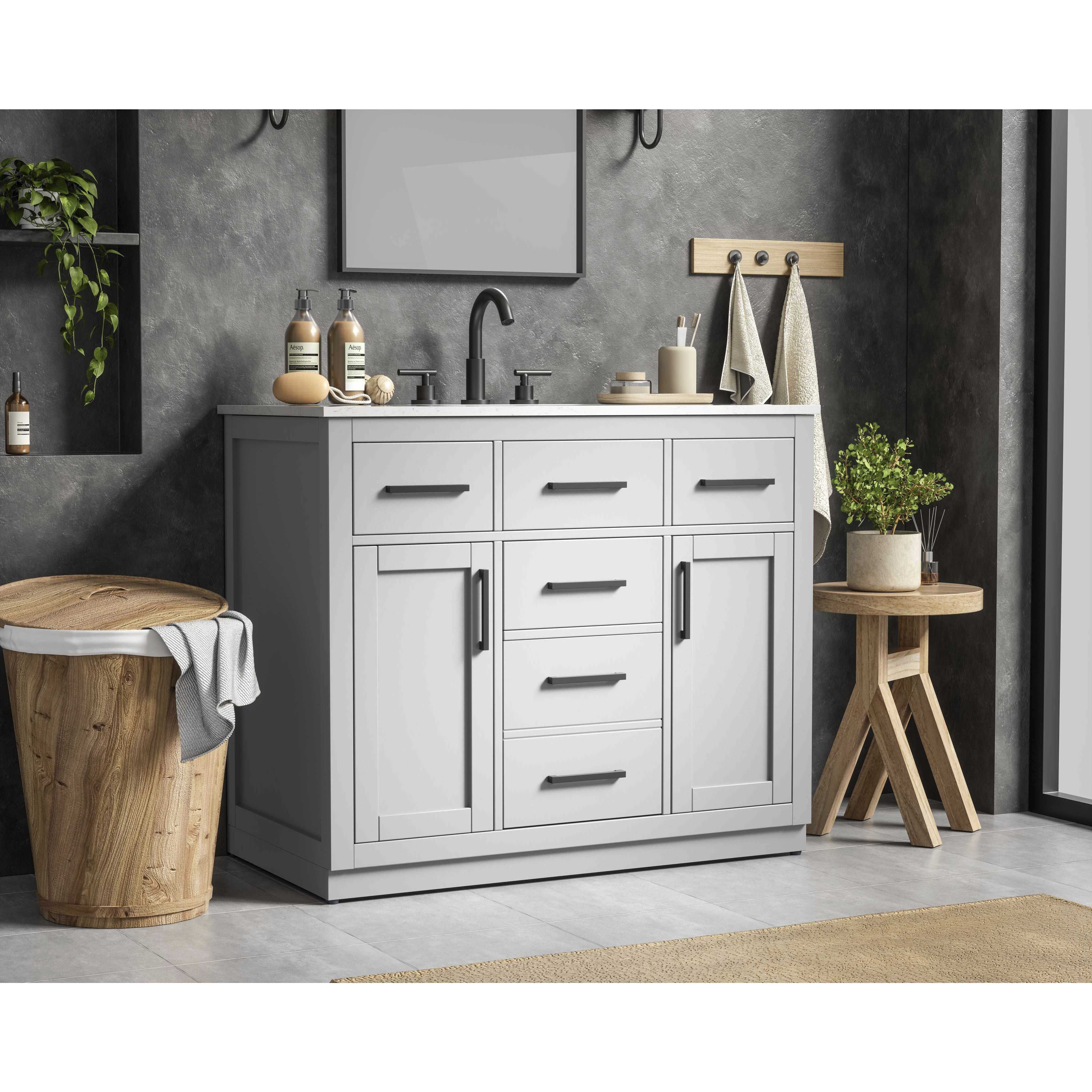 Alden 42 X 35 inch Grey Bathroom Vanity Cabinet