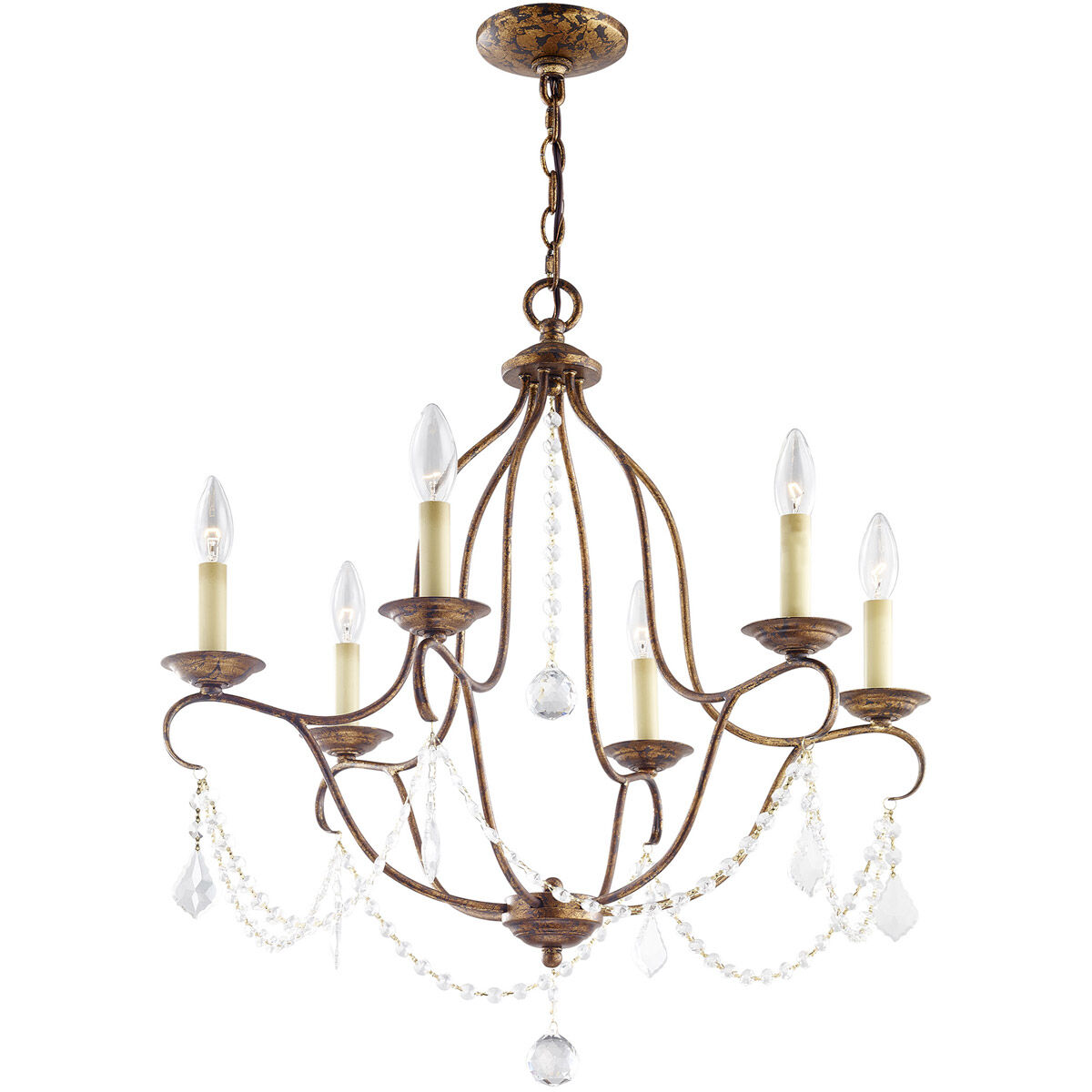Chesterfield 6 Light 25 inch Hand Applied Venetian Golden Bronze Chandelier Ceiling Light