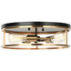 Clarke 3 Light 16 inch Black and Aged Gold Brass Flush Mount Ceiling Light