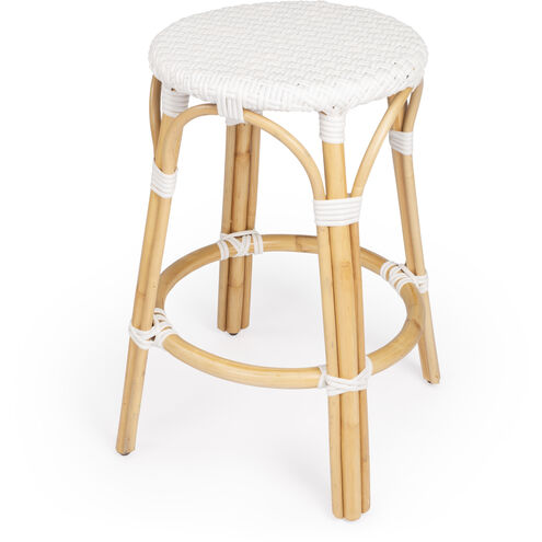 Tobias White Rattan Bar Stool