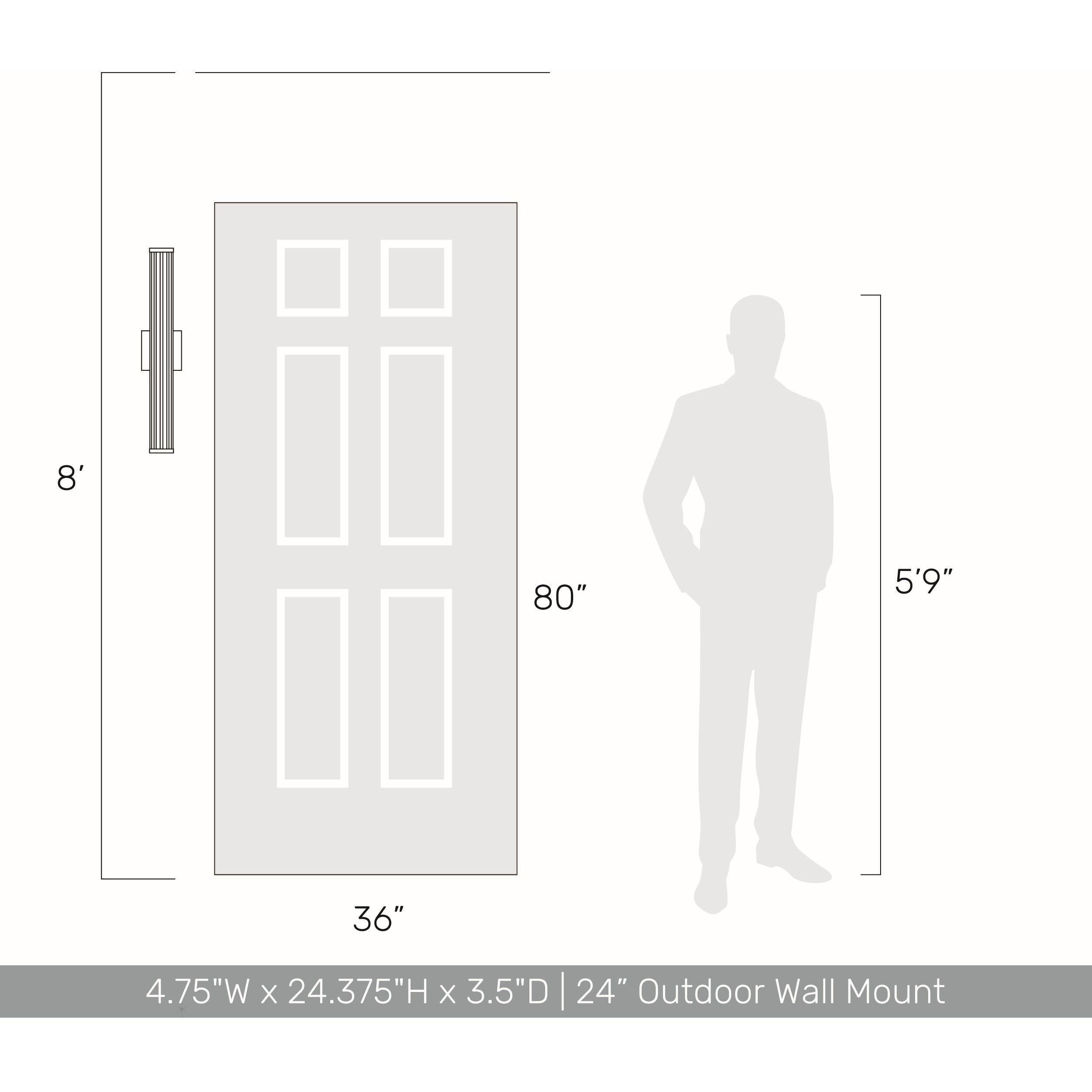 Rodara LED 24.38 inch Matte Black Outdoor Wall