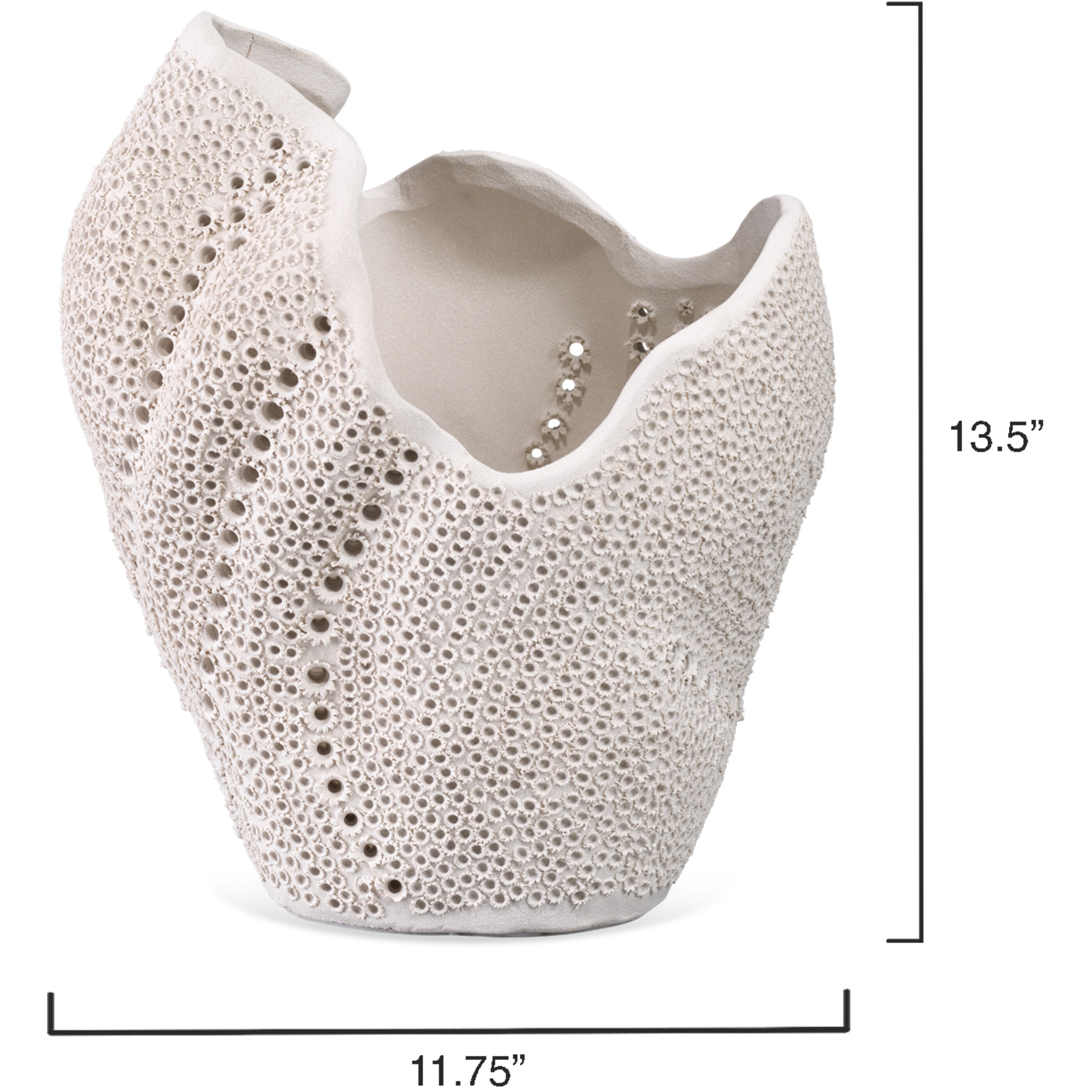 Dynasty 14 X 12 inch Vase in Matte White Porcelain