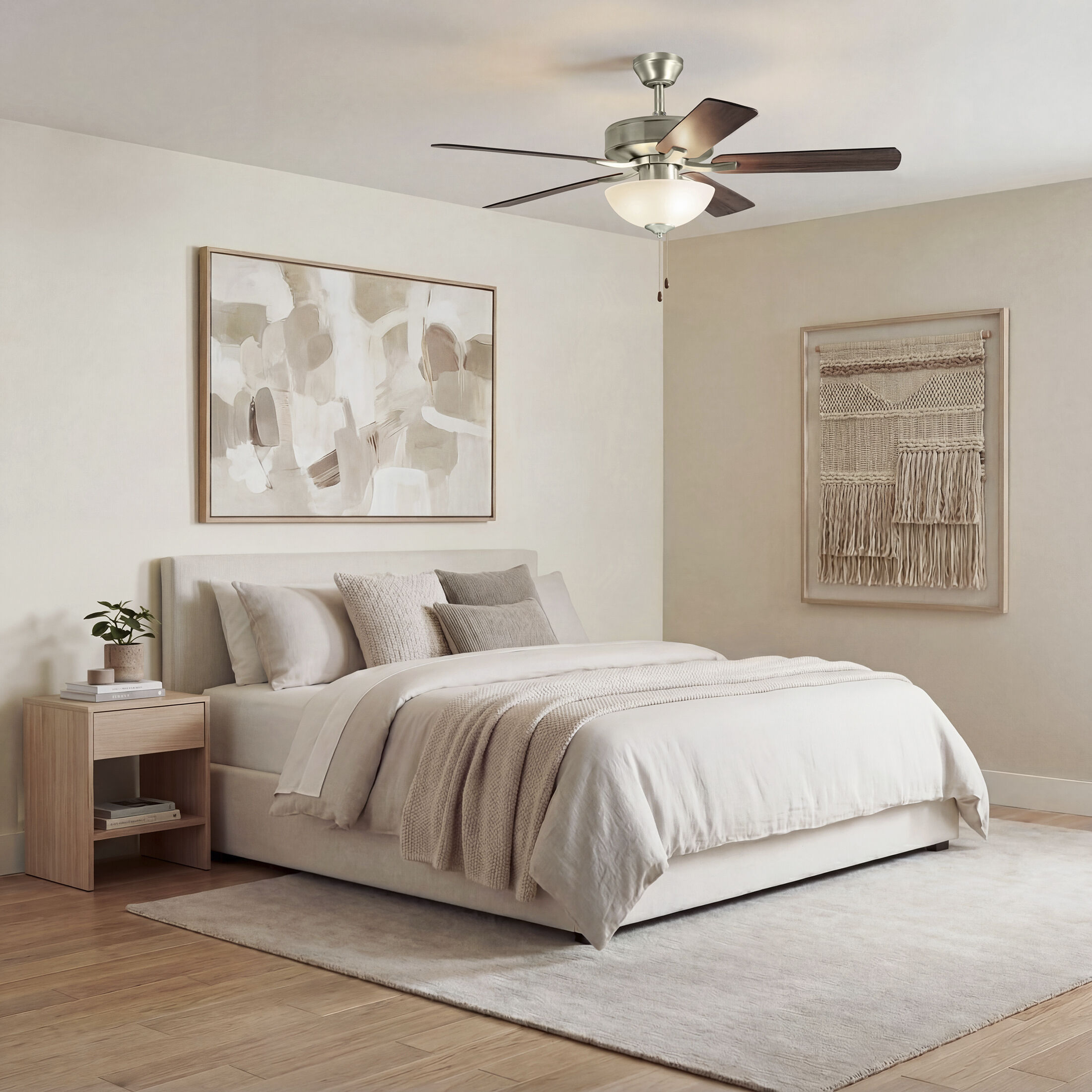 Basics Pro Select 52 inch Brushed Nickel with Walnut Blades Ceiling Fan