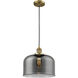 Franklin Restoration Bell 1 Light 12 inch Brushed Brass Mini Pendant Ceiling Light in Incandescent, Plated Smoke, Franklin Restoration