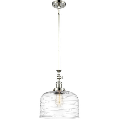 Franklin Restoration Bell LED 12 inch Polished Nickel Mini Pendant Ceiling Light in Clear Deco Swirl