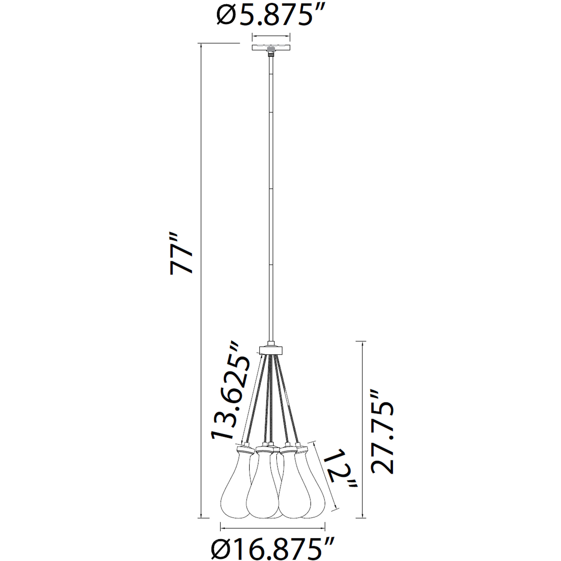Vaso 7 Light 16.88 inch Polished Nickel Chandelier Ceiling Light