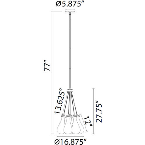 Vaso 7 Light 16.88 inch Polished Nickel Chandelier Ceiling Light