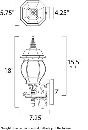 Crown Hill 1 Light 18 inch Black Outdoor Wall Mount