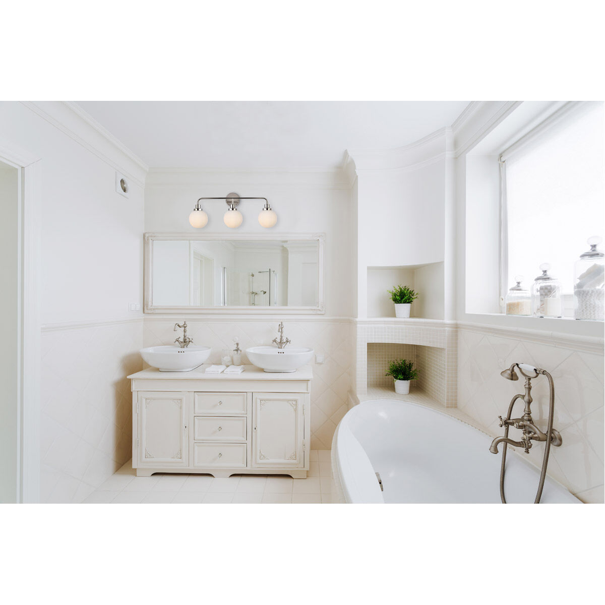 Hanson 3 Light 28 inch Polish Nickel Bath Sconce Wall Light