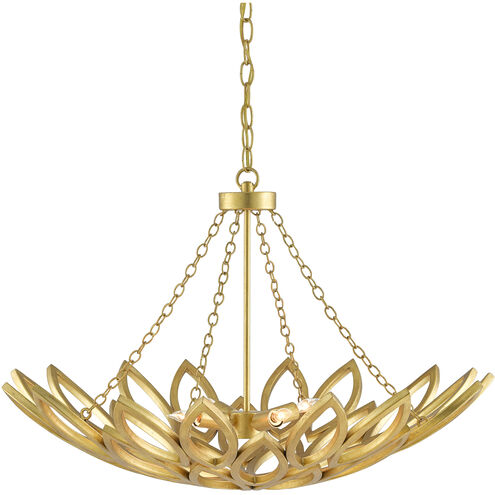 Allemande 4 Light 30 inch Contemporary Gold Leaf Chandelier Ceiling Light
