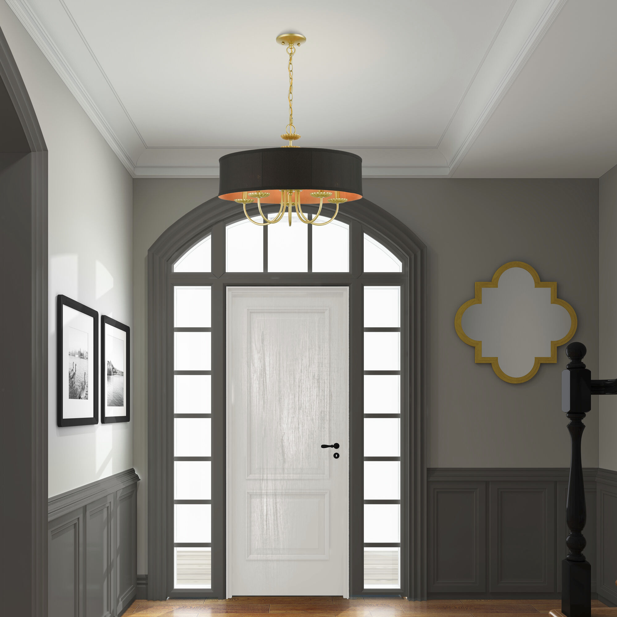 Winchester 5 Light 23 inch Soft Gold Pendant Chandelier Ceiling Light