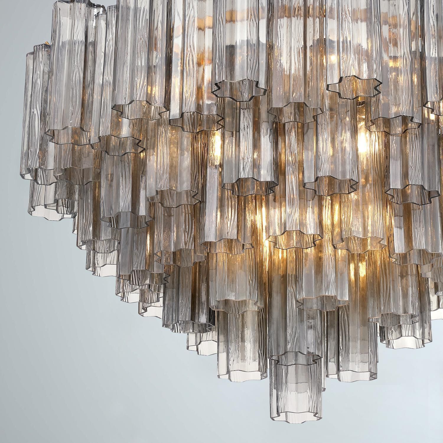 Addis 16 Light 32 inch Aged Brass Chandelier Ceiling Light in Tronchi Glass Smoke