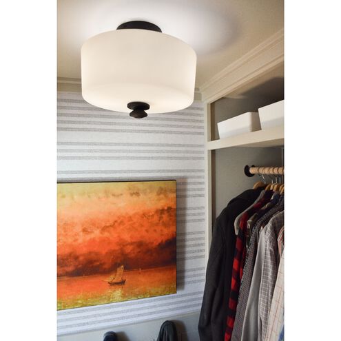 Travis 2 Light 12.5 inch Black Forged Semi Flush Ceiling Light