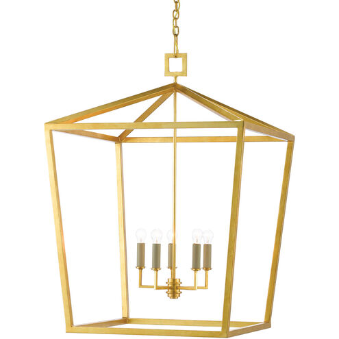Denison 5 Light 32 inch Contemporary Gold Leaf Lantern Pendant Ceiling Light, Grande