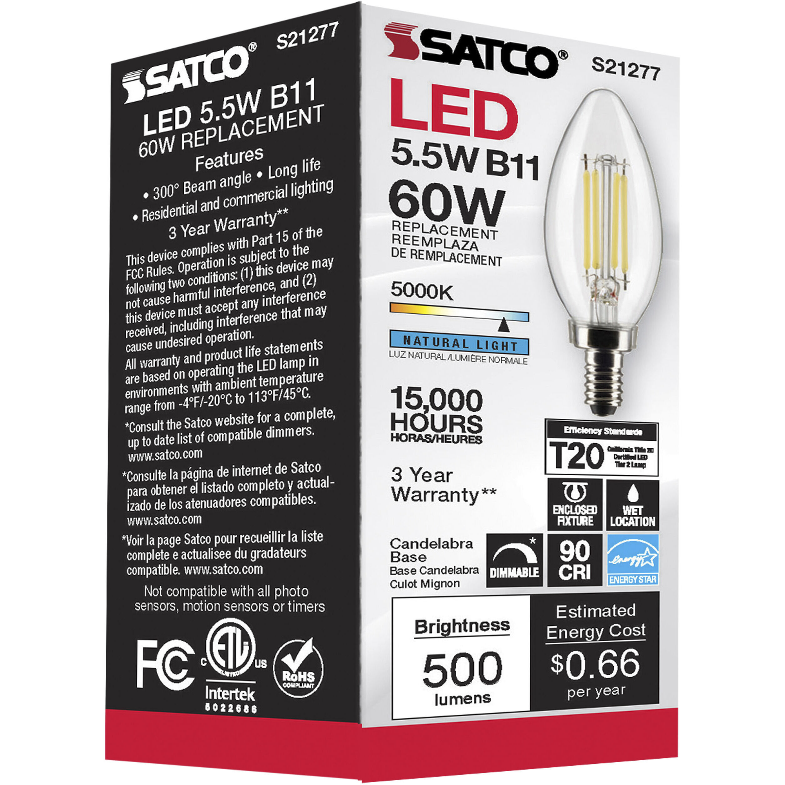 Lumos LED Candelabra Candelabra 5.50 watt 5000K LED Filament