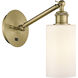 Ballston Clymer LED 5.3 inch Antique Brass Sconce Wall Light in Matte White Glass