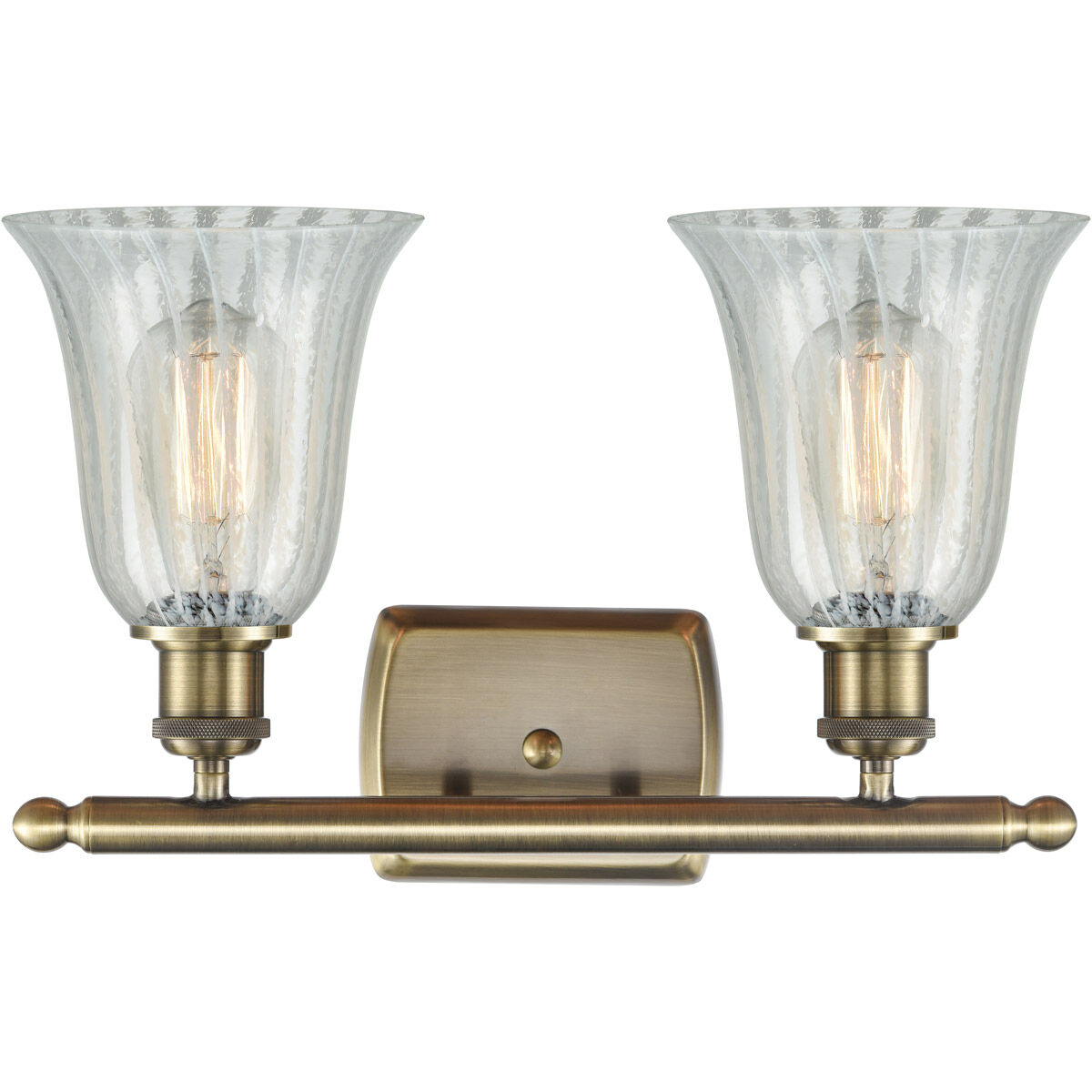 Ballston Hanover 2 Light 16 inch Antique Brass Bath Vanity Light Wall Light in Mouchette Glass, Ballston