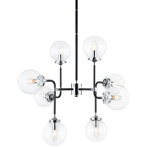 Particles 8 Light 30 inch Black and Chrome Pendant Ceiling Light in Chrome and Clear