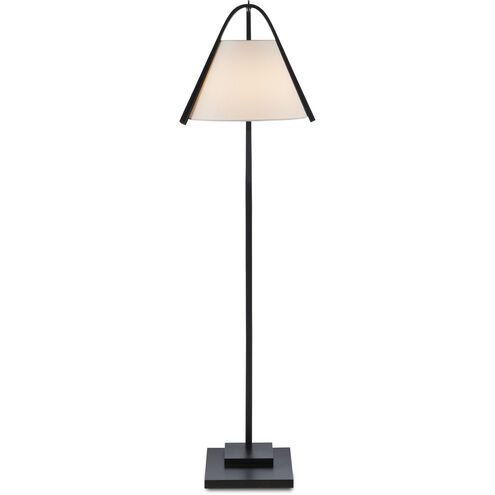 Frey 54.5 inch 60.00 watt Satin Black with Brushed Brown Accents Floor Lamp Portable Light